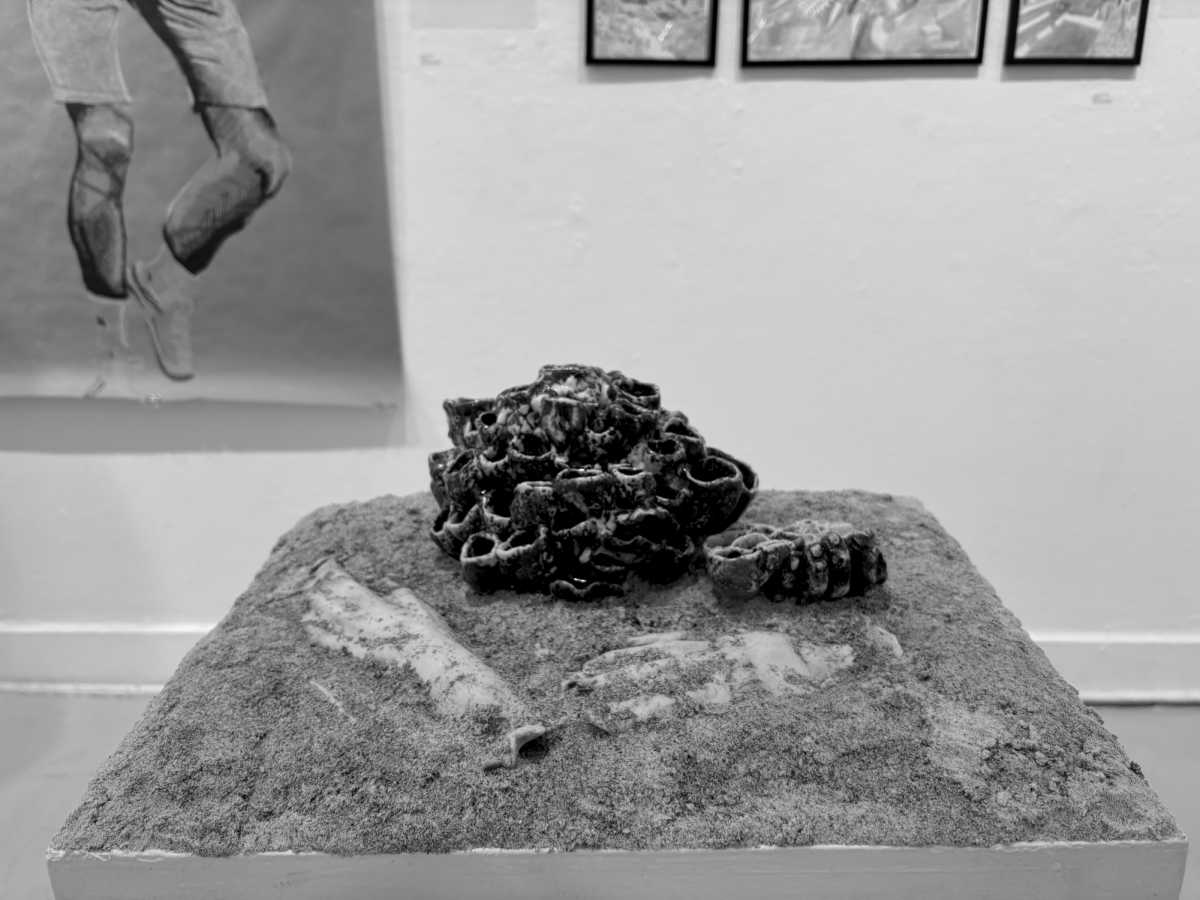 Senior Eowyn Kolarek's original sculpture stands among works displayed at the
Garrison Art Center Mentorship Program show on Saturday, March 14, 2026.
